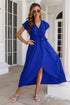 ruffled-surplice-tie-waist-slit-midi-dress Sophia's Trends - Sophia's Style-Dark Blue-XL